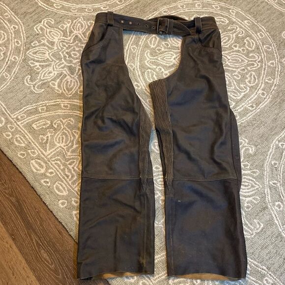 Men’s Harley Davidson Brown Leather Riding Chaps Large - Picture 1 of 8